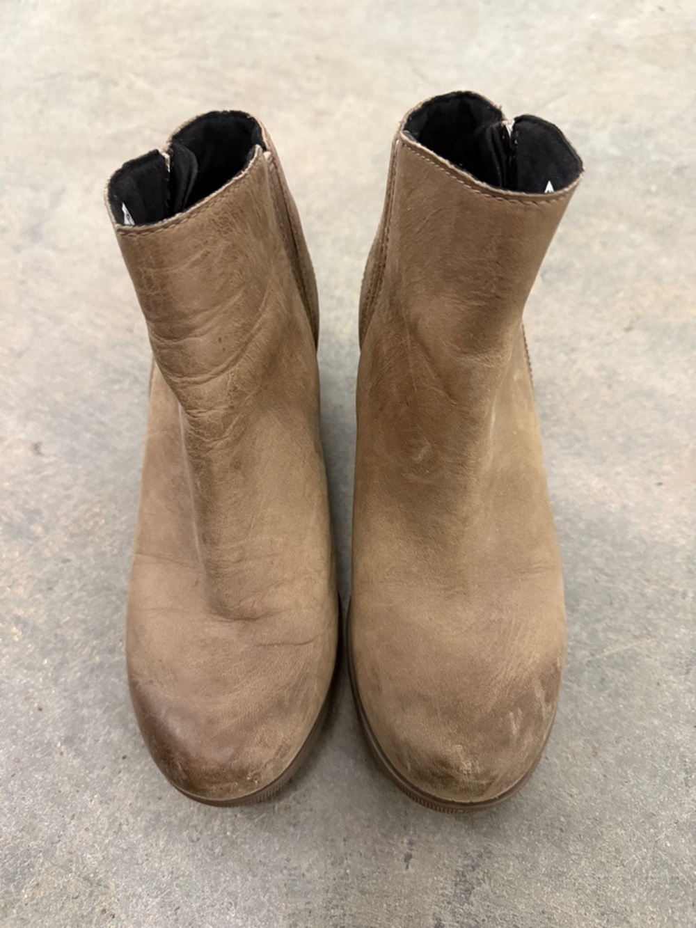 Sorel Taupe Leather Ankle Booties